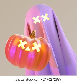 Halloween Calabaza 3D Vector Fantasma 