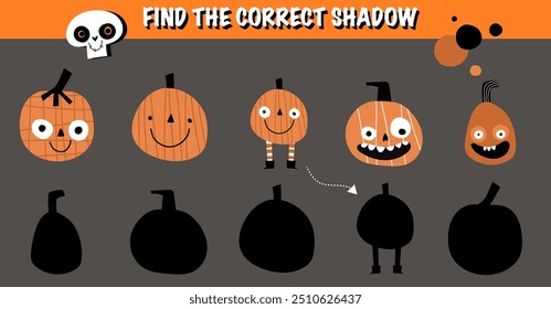 Halloween abóbora atividade labirinto infantil página educacional encontrar o conjunto de lanterna Jack sombra. 