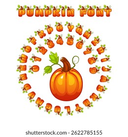 Halloween Pumpkin Alphabet Letters and numbers, perfect for holiday projects, crafting greeting cards, decorations, for invitations