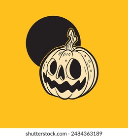 Halloween pumpkin with angry face expression