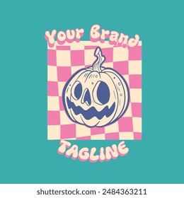 Calabaza de Halloween con expresión de cara enojada