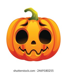 Halloween pumpkin with anxious expression. Jack o lantern. Vector cartoon character illustration