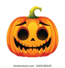 Halloween pumpkin with anxious expression. Vector cartoon character illustration