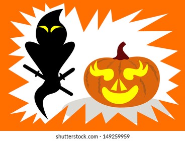 Halloween pumpkin Asian Style with basic selected vector tools, encapsulated postscript vector