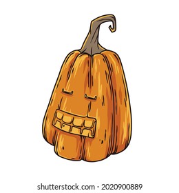 Halloween pumpkin for autumn holiday. Halloween symbol or fear, horror and spooky element for design dark party of happy halloween