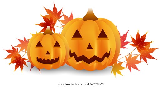 Halloween pumpkin autumn leaves icon