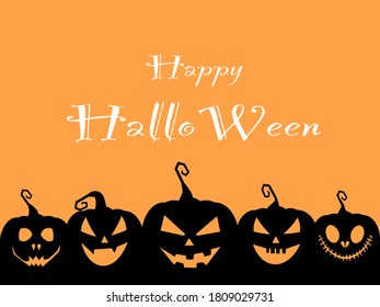 Halloween pumpkin background. Halloween with funny pumpkins at sunset