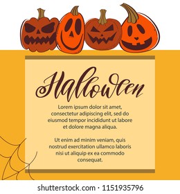 Halloween pumpkin background illustration. Vector illustration of a Banner for Happy Halloween. 