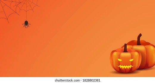 halloween pumpkin banner, halloween background with copy space