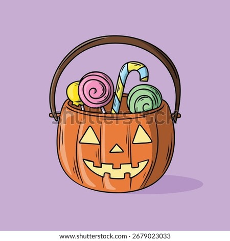 Halloween Pumpkin Basket Filled with Candy Treats