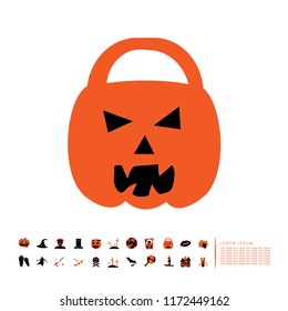 Halloween pumpkin basket flat design