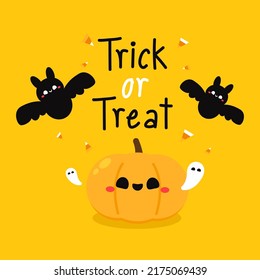 Halloween pumpkin basket. Jack o lantern Bowl. Flat style vector illustration.
