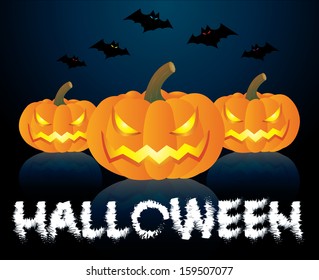 Halloween Pumpkin and bat background. Vector illustration. can be used for layout, card, web banner