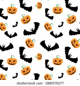 halloween pumpkin bat texture on an isolated white background vector