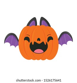 Halloween pumpkin. Halloween bat. Vector illustration in a cartoon style. Vector illustration for Halloween. 