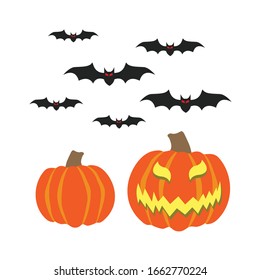 Halloween Pumpkin and Bat Vector for your background halloween accecories.