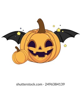 Ilustración vectorial de alas de murciélago de calabaza de Halloween