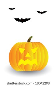 Halloween pumpkin and bats