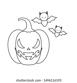 halloween pumpkin with bats flying