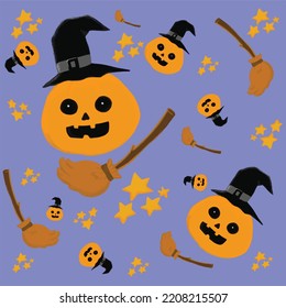halloween pumpkin In a beautiful purple background