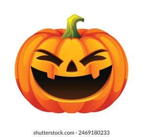 Halloween pumpkin with big smile character face expression. Vector cartoon illustration