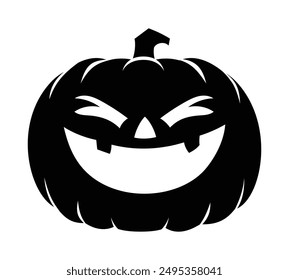 Halloween pumpkin with big smile character face expression. Vector cartoon silhouette illustration