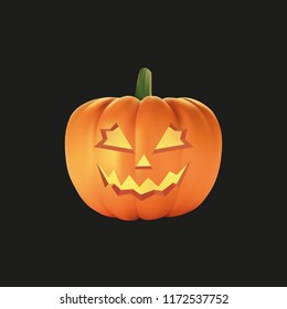 Halloween pumpkin with black background, vector, illustration, eps file