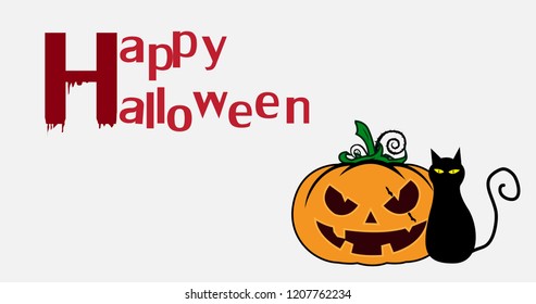 Halloween pumpkin with black cat
