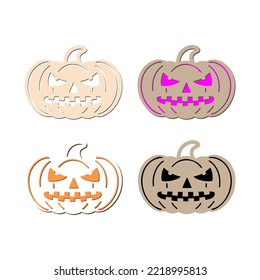 Halloween pumpkin black hand drawn set. Halloween party elements template for home decoration, laser cut, crafting, vector illustration