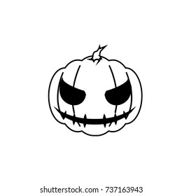 Halloween Pumpkin black isolated on white. Vector illustration