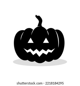 Halloween pumpkin black silhouette isolated on white background. Flat style vector illustration