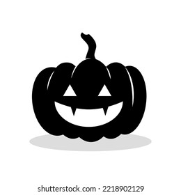 Halloween pumpkin black silhouette isolated on white background. Flat style vector illustration