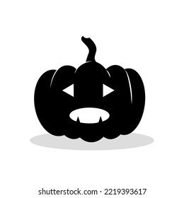 Halloween pumpkin black silhouette isolated on white background. Flat style vector illustration