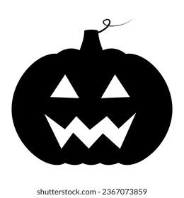 Halloween pumpkin black silhouette isolated, jack lantern, vector illustration