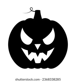 Halloween pumpkin black silhouette isolated, jack lantern, vector illustration