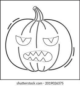 Halloween Pumpkin. Black and white illustration for coloring book