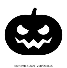 Halloween pumpkin, black and white vector cartoon illustration of Jack o lantern, isolated on white background