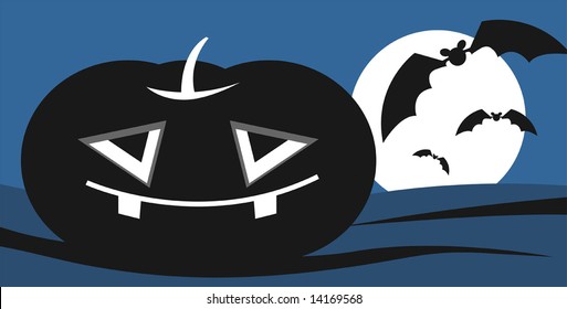 Halloween pumpkin in blue background 	