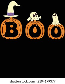 Halloween Pumpkin Boo Typografie Vektorgrafik T-Shirt Design.