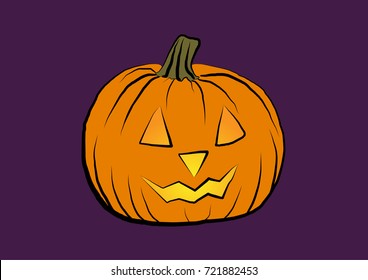 Halloween pumpkin brush painted vector pattern background