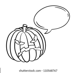 Halloween pumpkin with bubble speech