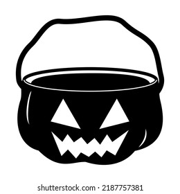 Halloween Pumpkin Bucket Silhouette Illustration