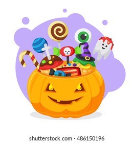 Halloween pumpkin bucket with sweets