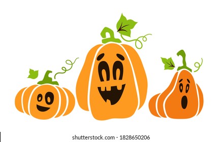 Halloween Kürbisgebundbündel - Jack oder Laternenfass, lustig gruseliger Cartoon-Feiertagskurve für festfeierliche Dekorationen, Kleiderdruck, Horror-Herbstset - Vektorgrafik-Elemente