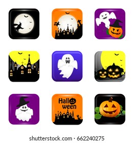 Halloween pumpkin button icon