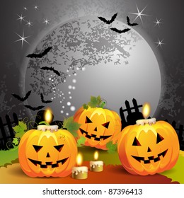 Halloween pumpkin with candle
