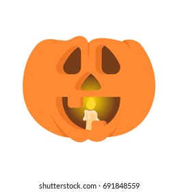 Halloween pumpkin with a candle inside