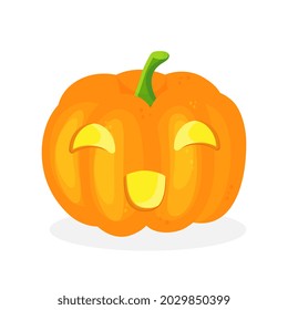 Halloween pumpkin with candle inside. Happy face Halloween pumpkin isolated on white background.