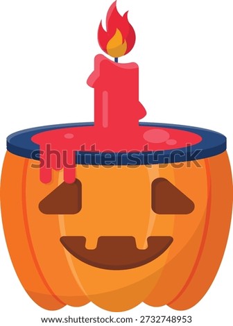 Halloween pumpkin with a candle inside, illustrated as a vector graphic, priced at 1 credit, USD $1.