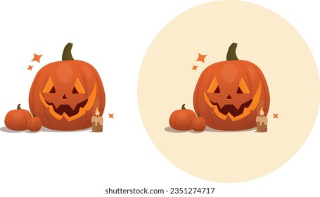 Halloween pumpkin with a candle, vector